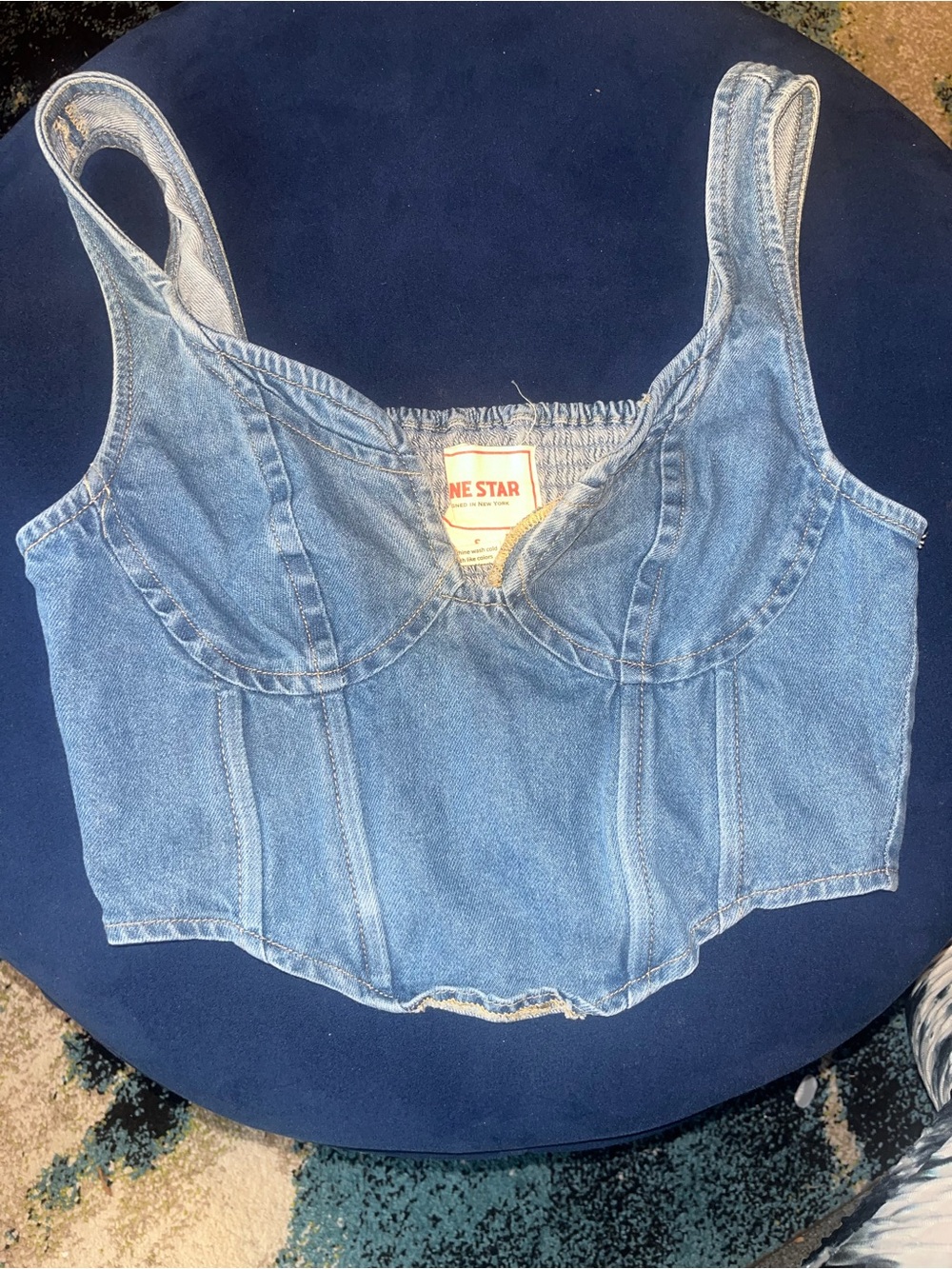 Lone Star Light Blue Denim Bustier Crop Top